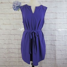 New York & Company Button-Accent Belted Shirtdress Purple size XXL