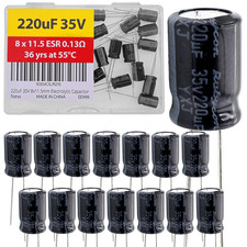 220Uf 35V 8X11.5Mm Rubycon Electrolytic Capacitor Low ESR 0.13 Long Life 36Yrs