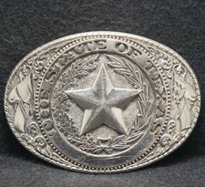XD29134 COOL VINTAGE 1970s THE STATE OF TEXAS COMMEMORATIVE MENS BELT BUCKLE