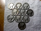 Bulk Lot 10 First Year of Issue 1916 Mercury Silver Dimes W4