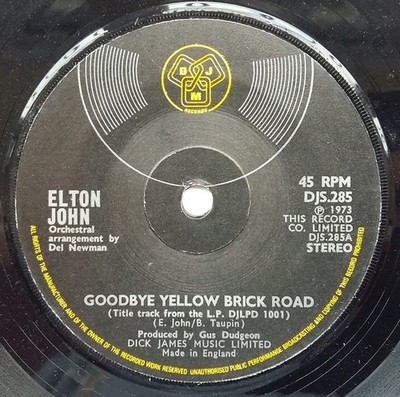 Elton John - Goodbye Yellow Brick Road (7'', Single, Sol)