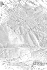 Vintage Cotton Hand Embroidered Duvet Cover, Button Closing, White, 1987 Label