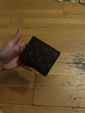 Louis Vuitton Damier Ebene Canvas Leather Wallet Marco Bifold Brown Authentic