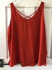 LADIES - Orange Sleeveless Top - PAPAYA - Size 16 - BX124