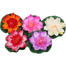 Artificial Eva Plastic Floating Water Lily Flower Pond Plant Garden Pool Decor