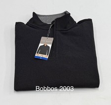 Ted Baker Men's 1/4 Zip Textured Pullover, Black, Size L