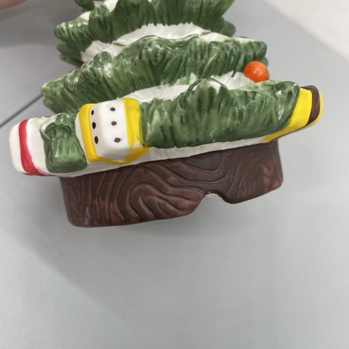 Vintage Ceramic Christmas Tree Painted Decorated Presents Small 6 Inch No Lights - Picture 5 of 11