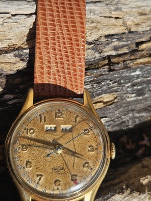 Vintage ENICAR Triple Calendar 17 Jewels Antimagnetic Mens Wind-up