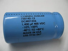 NEW CORNELL DUBILIER 730142-12 CAPACITOR 1400MFD 400VDC +50%/85C W/SCREWS Q0424
