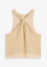 Stricktop mit Glitzer Gr. 40/42 Metallic Gold Damen Strick-Top Bluse Tunika Neu*