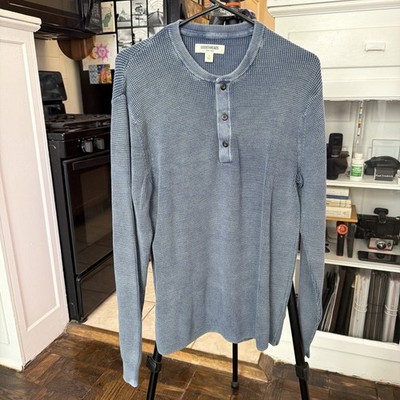 Goodthreads Waffle Knit Henley Long Sleeve Cotton - Blue (Small)