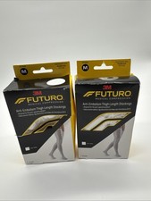 2 3M Futuro Medical Compression Thigh Length Stockings White