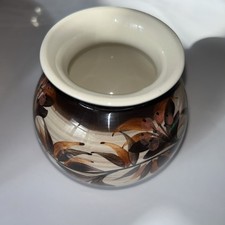 Vintage Jersey Pottery Brown Orange Floral Vase