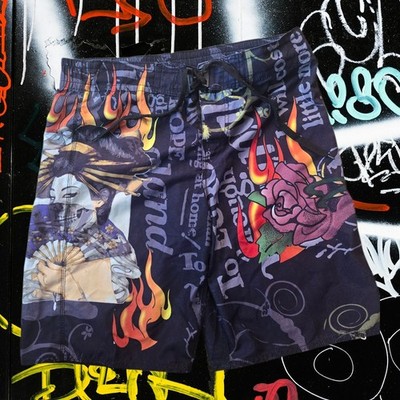 Tattoo Tattoo Surf Board Shorts Graphic All Over Print Size L