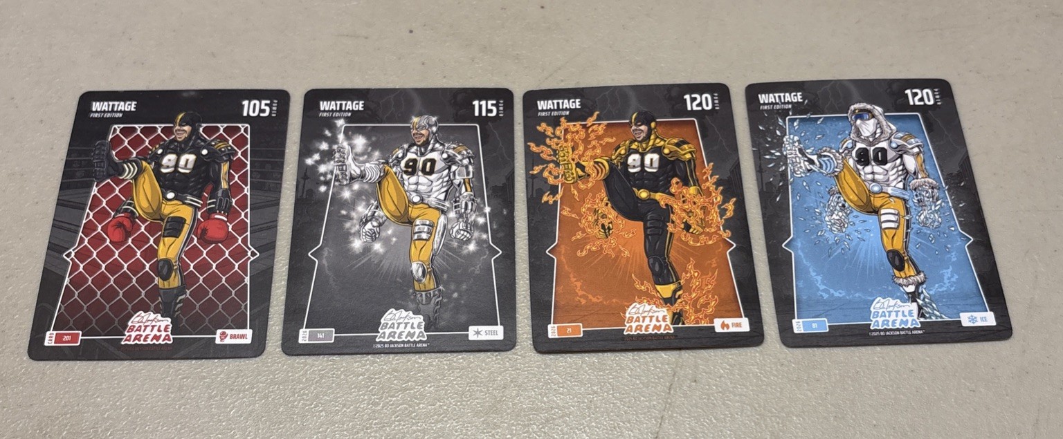 (4) 2026 Bo Jackson Battle Arena TJ Watt `Wattage` Brawl, Steel, Fire and Ice