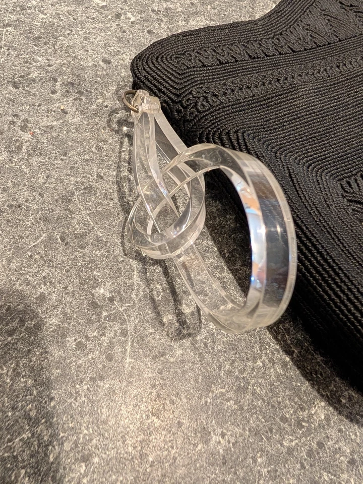 Bolso sin asas vintage años 40 50 negro Corde bolso de noche con asa Lucite Foto 2 de 4