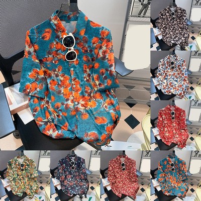 Blumendesign lässige Kurzarm-Tops lockere Passform Oberteil tägliche Kleidung Mikroelastizität