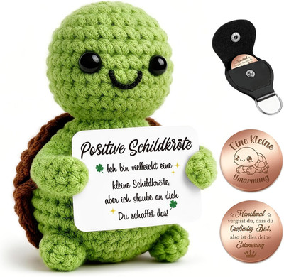 Giftota Pocket Hug Schildkröte - Handgehäkelte Schildkröte Mit Glücksmünze & Led