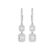 18K White Gold Lab Grown Diamond Drop Earrings 2.17ct - Perfect Gift for Her