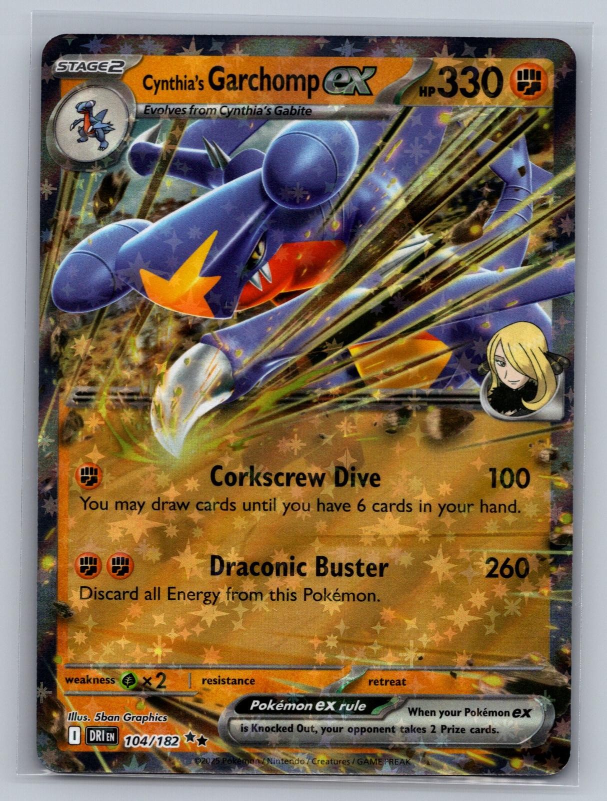 Cynthia's Garchomp ex 104/182 Double Rare Destined Rivals Pokemon Holo Near Mint