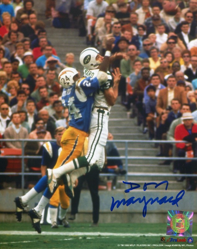 DON MAYNARD New York Jets HOF signed photo in action vs San Diego COA  2