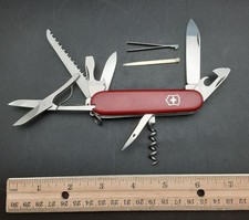 Vintage Red VICTORINOX Huntsman Swiss Army Knife w/Fluted Corkscrew