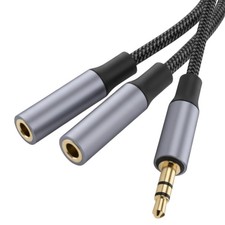 HOSONGIN 3.5mm Headphone Splitter, Audio Splitter 1 Male to 2 Female Nylon-Br...