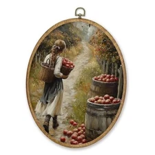  Vintage Farmhouse Country Oval Wall Art Decor, Rustic Farmhouse Colour01