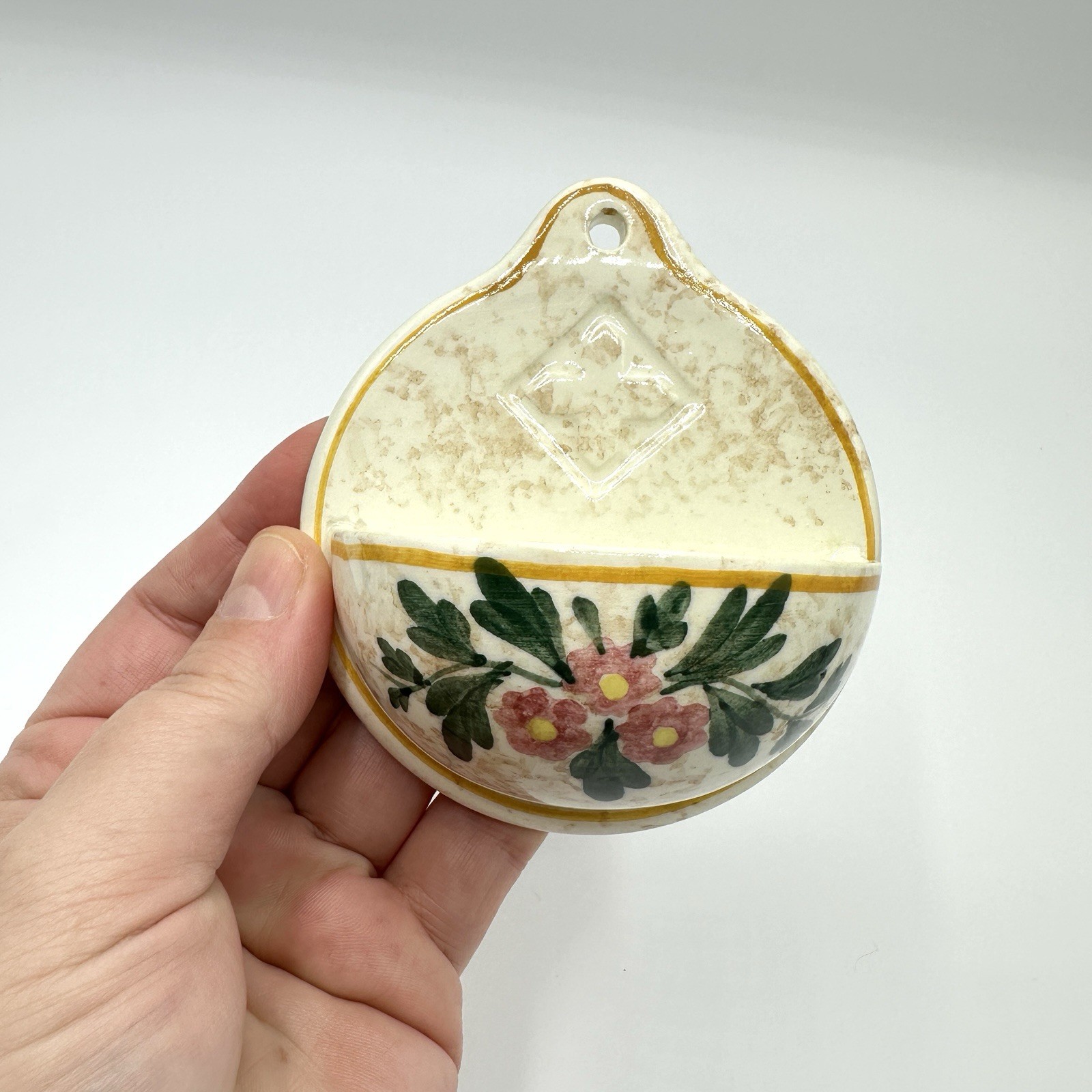 Weihwasserkessel Wand Schramberg Majolika Keramik Handgefertigt Handbemalt