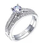 925 Sterling Silver Vintage Halo Wedding Ring Set Women Anniversary Gift