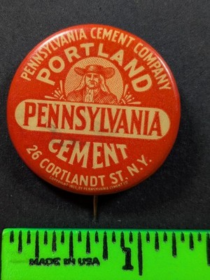 Vintage Portland Pennsylvania Cement Company Pinback Pin