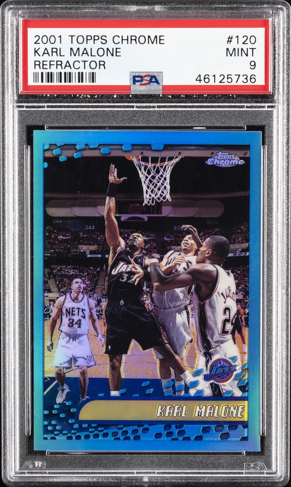 2001 TOPPS CHROME REFRACTOR #120 KARL MALONE PSA 9