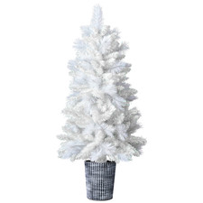 4FT White Artificial Christmas Tree Xmas With Pot Stand 200 Branch Holiday Decor