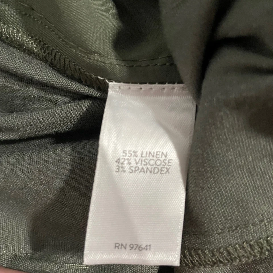 J Jill брюки женщин маленький маленький зеленый льняной эластичной укороченный подпоясанный широкие ноги новый с Ярлыками - Изображение 4 из 4