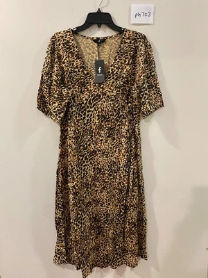 Freeman Robe Longue Imprimé Animal Manches Bouffantes Col V - Photo 1/4