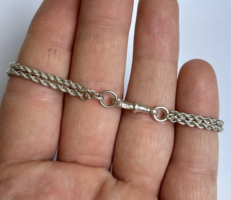 Pulsera Victoriana Albertina Cuerda Plata 925 Antigua 🔴🟢🟡 Foto 4 de 4