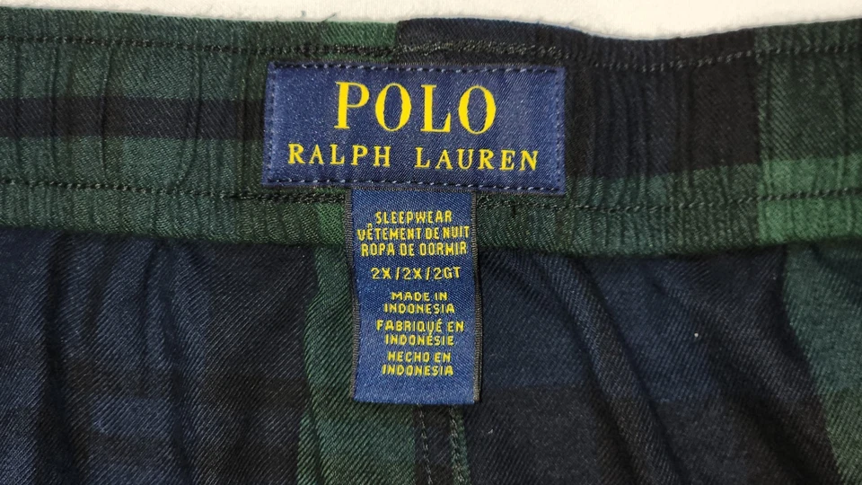 Polo Ralph Lauren мужчин Sleepwear зеленый синий клетку чек фланель пижамы брюки 2XL - Изображение 3 из 4