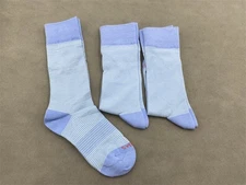 3 pairs Brand New Bombas Lightweight Blue stripes Calf Sock Women's Size M