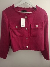 Next Pink Tweed Style Jacket Size 16 Brand New With Tags