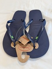 Havaianas Navy Blue Brazil Flag Flip Flops Men  s US Size 11/12 EUR45-46 NEW