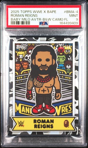 Roman Reigns [Black] #4 2025 Topps WWE x BAPE Baby Milo card