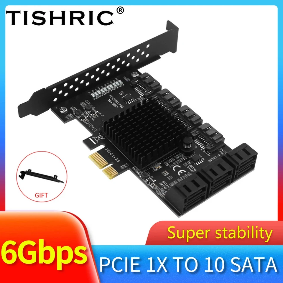 SATA 3.0 PCIe Controller Multiplier Expansion 2 4 8 10 Ports Add-On Riser 6Gbps - Image 2 of 4