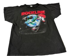 90s Rockline Tee Via Satellite Radio Station Single Stitch Black XL - KLOS LA