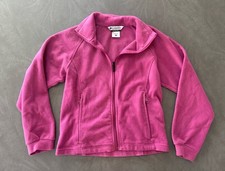 Columbia Fleece Jacket Girls Youth L 14-16 Full Zip Dark Pink Nice