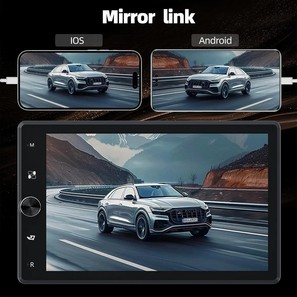 4G+64G 10'' Single 1 DIN Carplay Android 13 Car Stereo Radio Rotatable GPS WIFI - Image 3 of 4