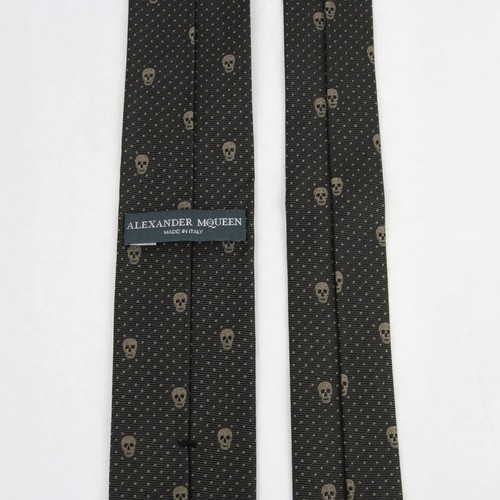 Alexander McQueen braune Schädel-Tupfen-Seidenkrawatte fein 5 cm 184303 2065 - Bild 6 von 7