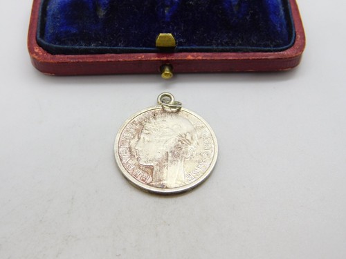 Silver Dipped Authentic French 1 Franc Coin Charm Pendant 1940