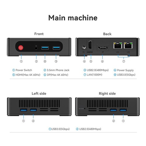 Beelink IPC-G Intel N4020 mini pc RAM 8GB SSD 128GB Windows11 DDR4 gaming pc - Picture 4 of 20