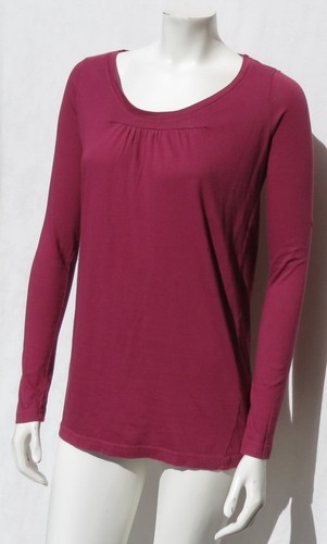 MICHAEL STARS USA Wine Supima Knit Long Scoop Tee Shirt Top size OS M - Picture 2 of 5
