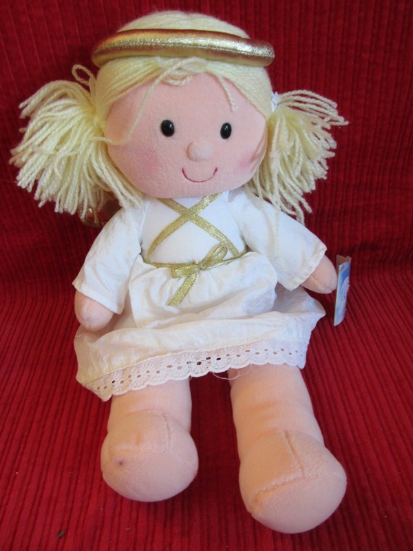 Vintage Gibson Greetings Soft ANGEL Doll Blonde w/Gold Halo & Wings Christmas